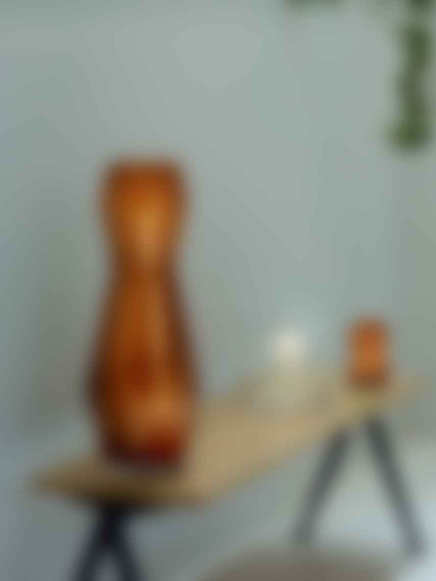 LSA International Cognac Mouthblown Glass 16cm Sculpt Vase 