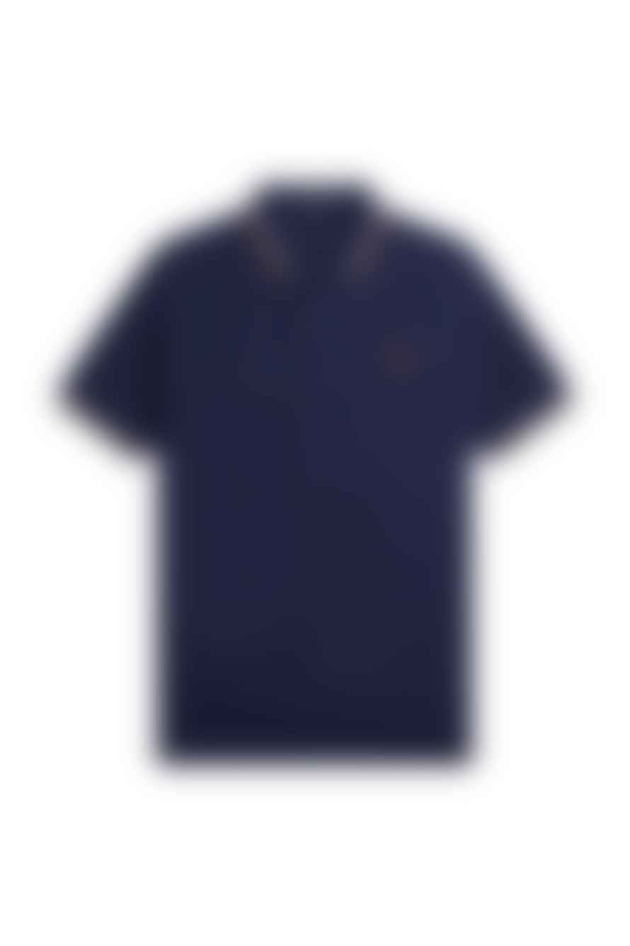 Fred Perry Slim Fit Twin Tipped Polo French Navy / Ecru / Whisky Brown