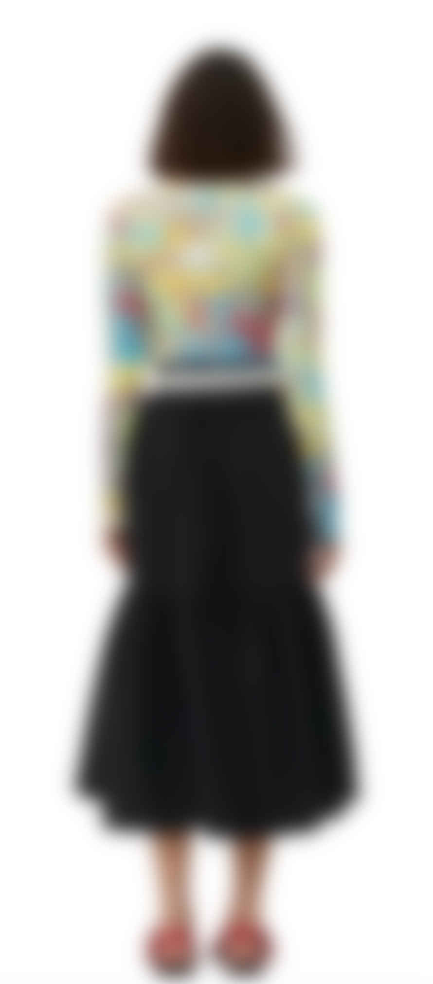 Ganni Ganni Cotton Poplin Maxi Flounce Skirt