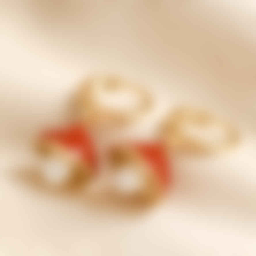 Lisa Angel Lisa Angel Enamel Toadstool & Pearl Huggie Hoop Earrings Gold