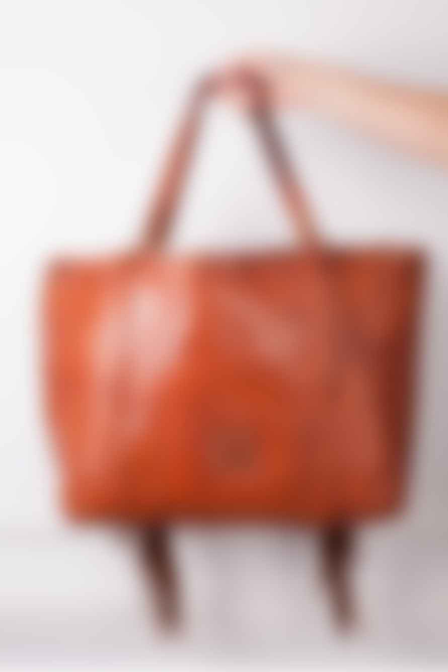 Campomaggi Shopping Bag Cowhide With Fringe In Cognac