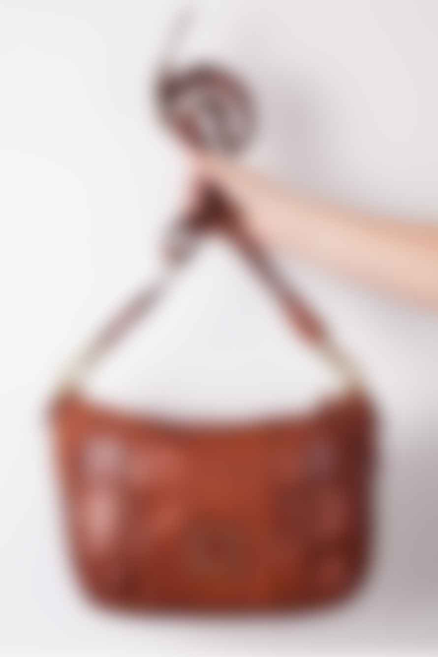 Campomaggi Crossbody Bag Cowhide With Woven In Cognac