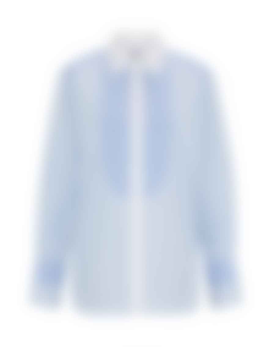 Boss Boss Betallina Stripe Ribbed Front Shirt Size: 10, Col: Blue/white