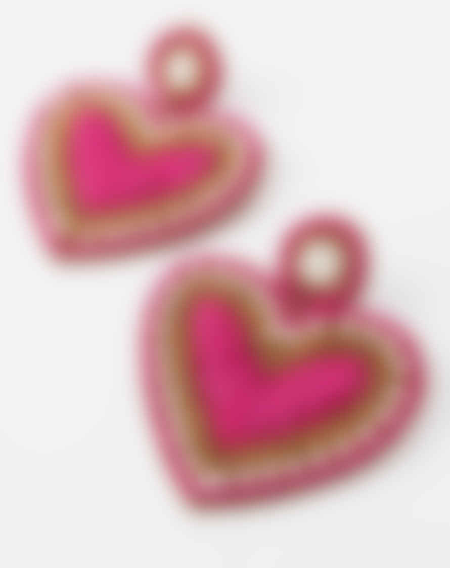 My Doris - Pink Beaded Heart Earrings
