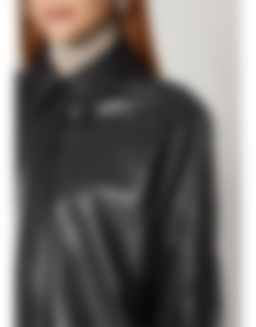 Boss Boss Bennea Embroided Faux Leather Shirt Col: 001 Black, Size: 8