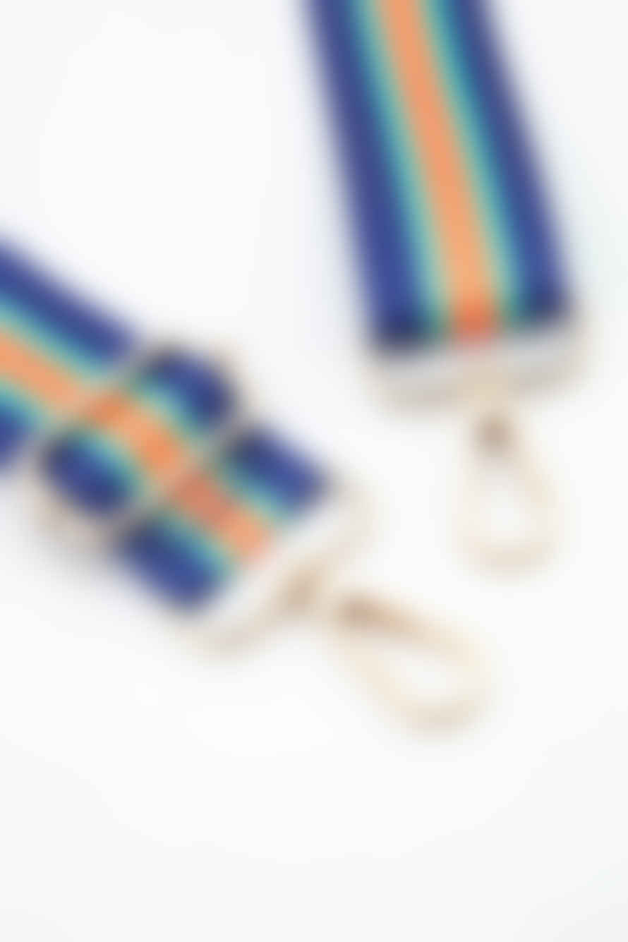MSH Contrasting Colourblock Striped Bag Strap In Orange & Navy
