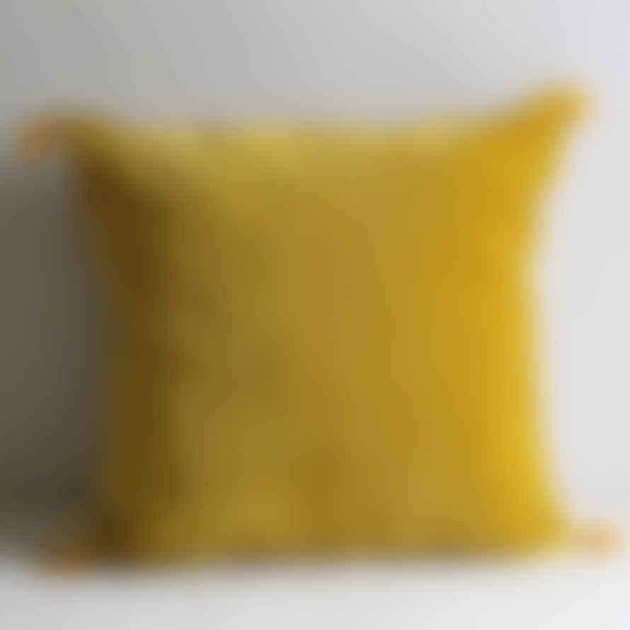 Bonheur du jour 'turmeric' Yellow Block Print Cotton Cushion Cover, 50 X 50 Cm