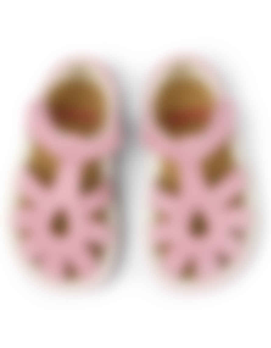 Camper : Bicho Girls Velcro Closed Toe Sandals - Metallic Pink Leather