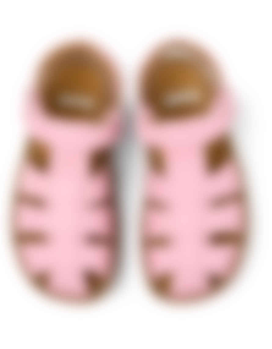 Camper : Bicho Girls Velcro Closed Toe Sandals - Pink Leather