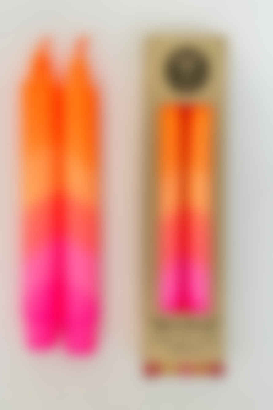 The Singing Rabbit Neon Orange & Neon Pink Swirl Dip Dyed Dinner Candles