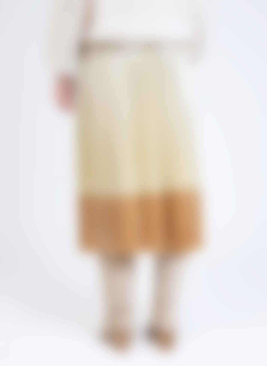 ange  Justyno Plisse Skirt In Cream And Sand