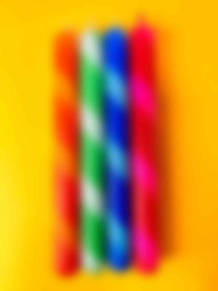 The Colour Emporium Lollipops Dip Dye Dinner Candles Set Of 4