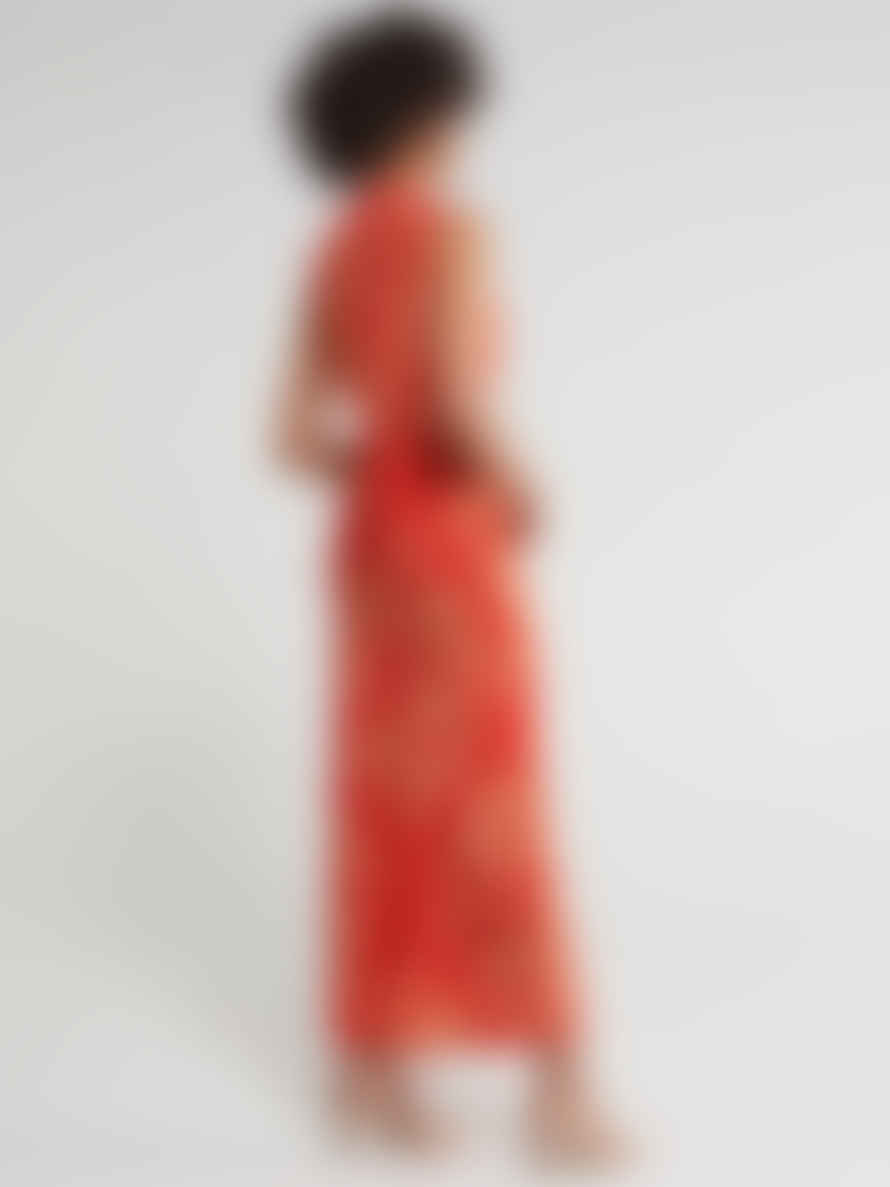 Ottod'Ame  Printed Viscose Long Dress Coral