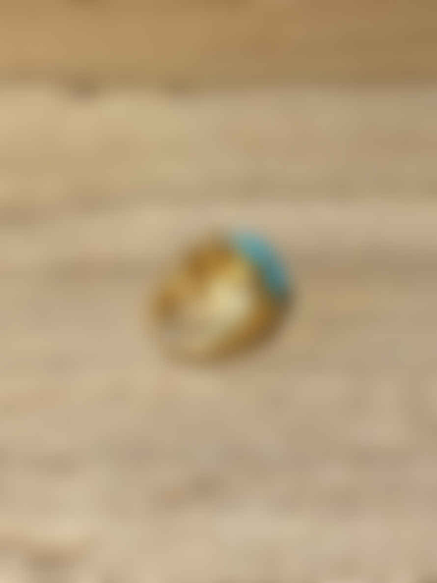 Envy Elasticated Gold Ring With Turquoise Stone