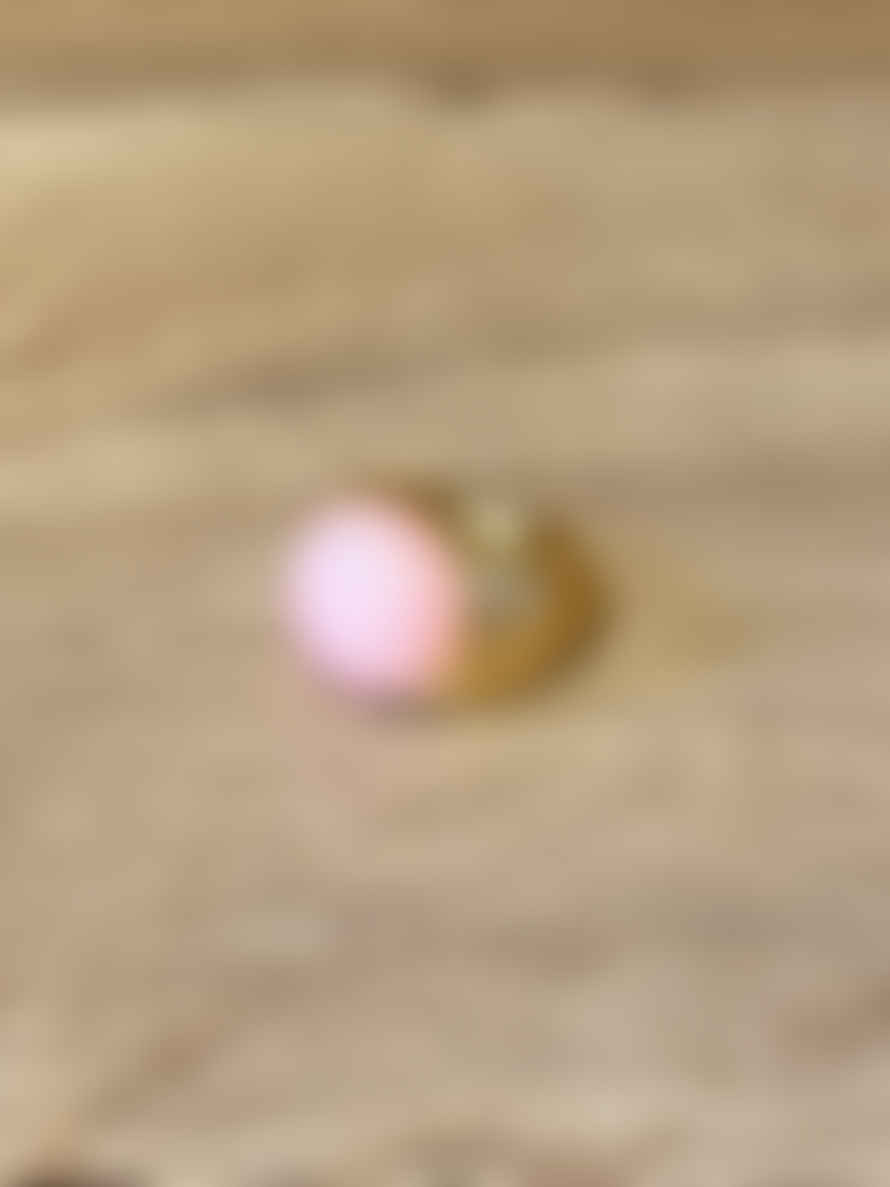 Envy Elasticated Gold Ring With Pink Stone