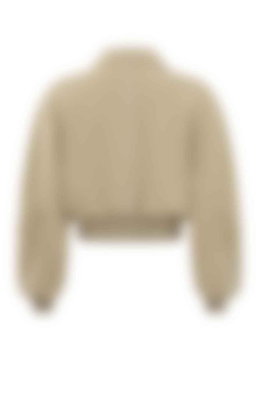 Yaya Cropped Jersey Jacket With Collar | White Pepper Beige