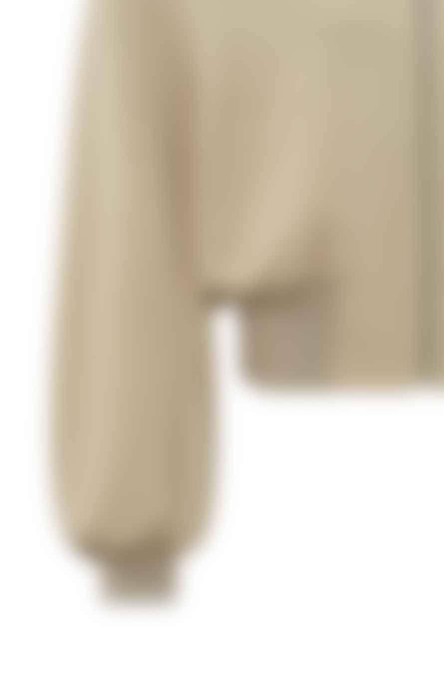 Yaya Cropped Jersey Jacket With Collar | White Pepper Beige