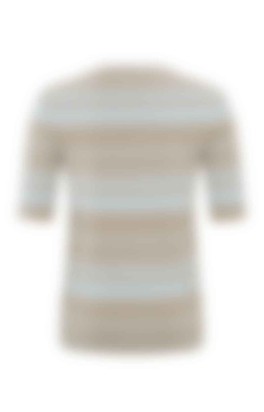 Yaya Stripe Fitted Sweater | White Pepper Beige Dessin