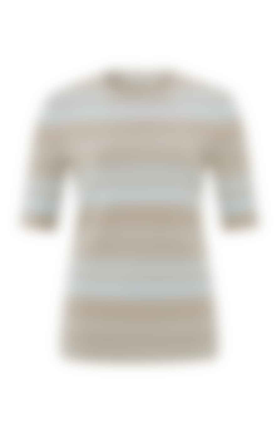 Yaya Stripe Fitted Sweater | White Pepper Beige Dessin