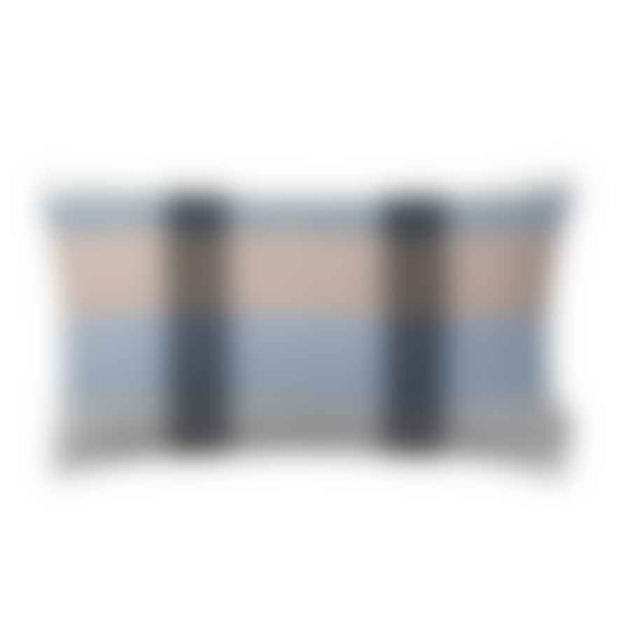 Elvang Denmark Intersection Cushion Cover 30x50cm In Ocean Blue/White/Grey In 50% Alpaca & 40% Sheep Wool