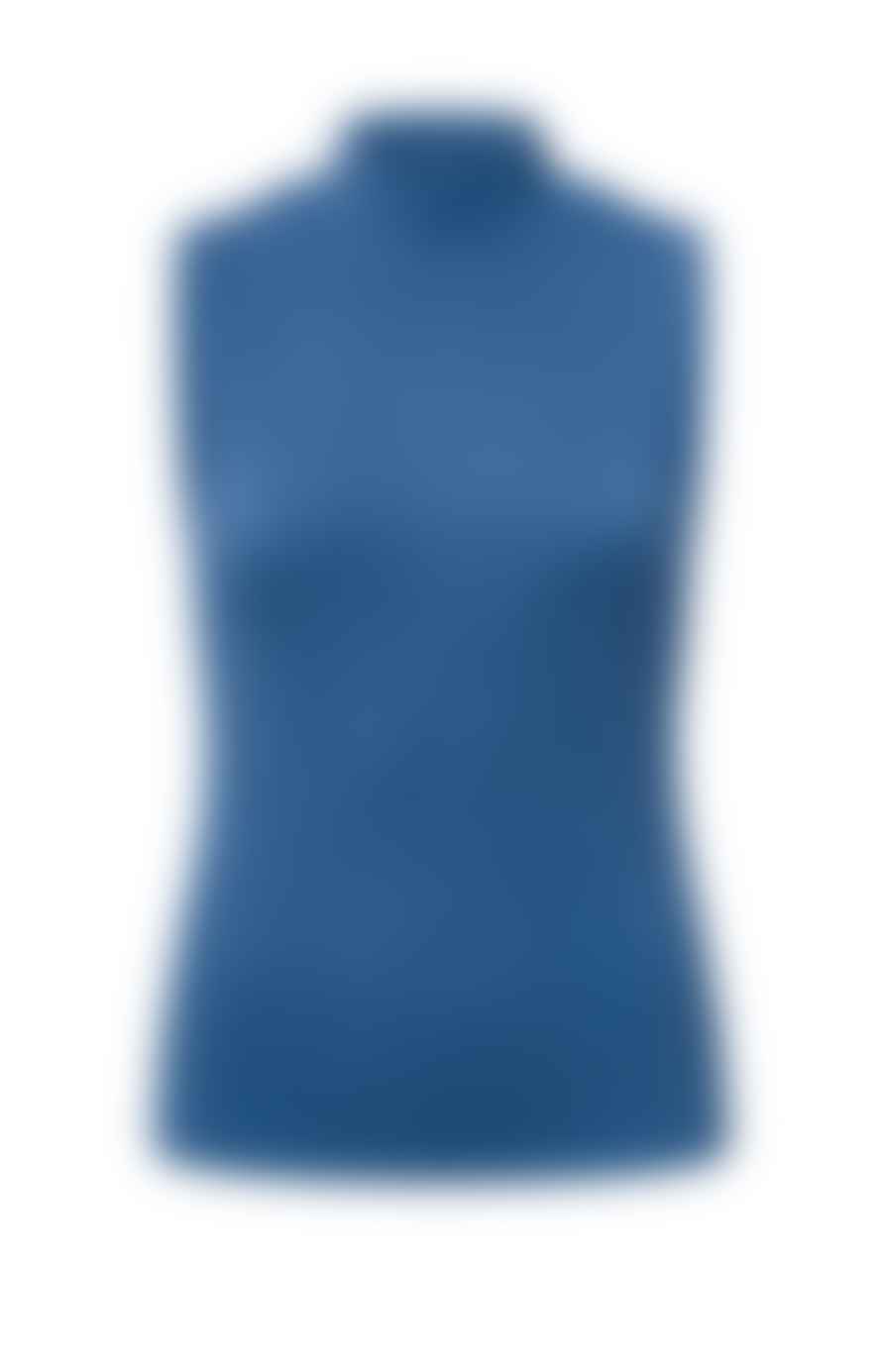 Yaya Sleeveless Rib Singlet With High Neck | Bright Cobalt Blue