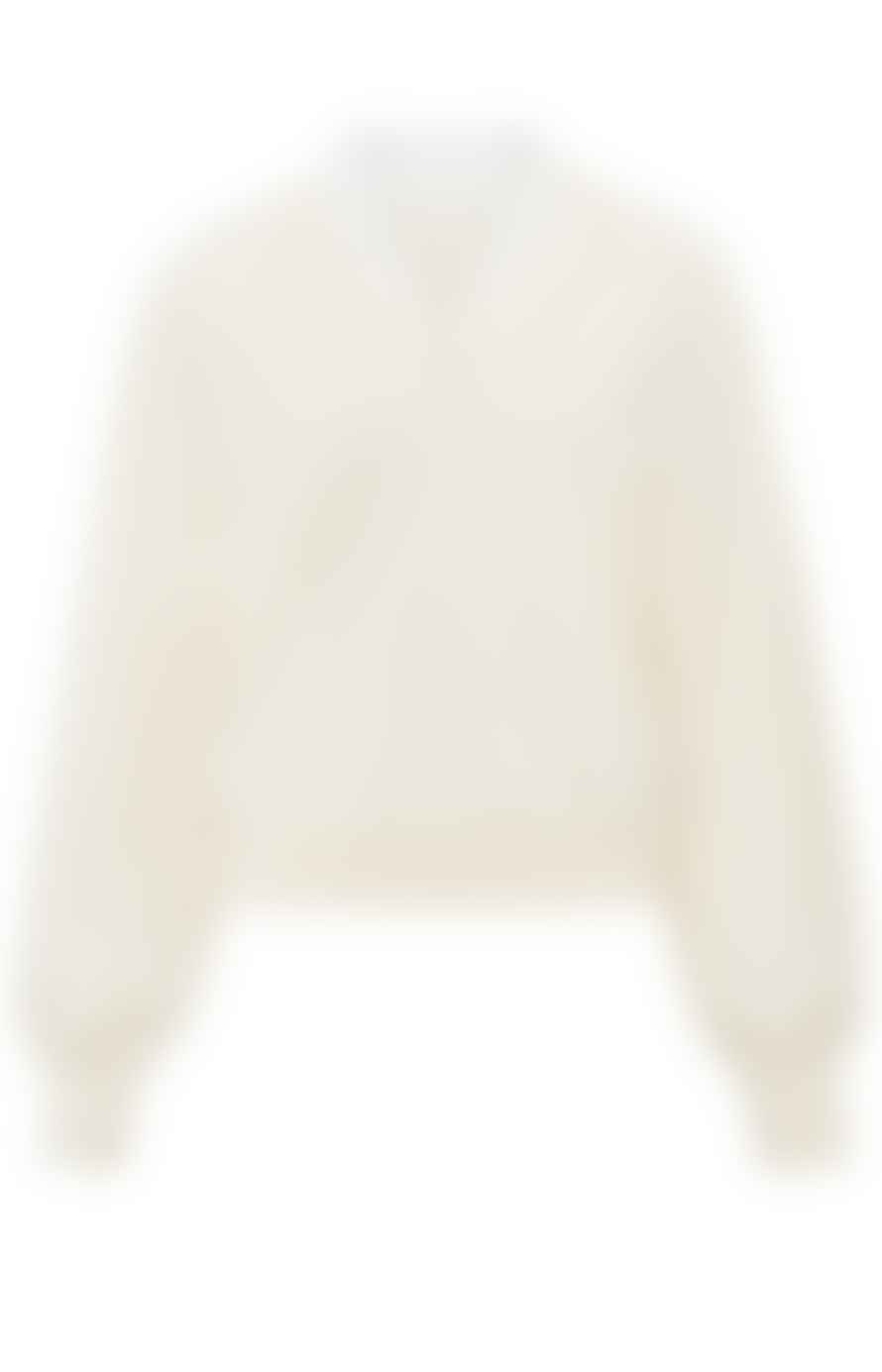 Yaya V-neck With Woven Detail Sweater Ls | Ivory Melange