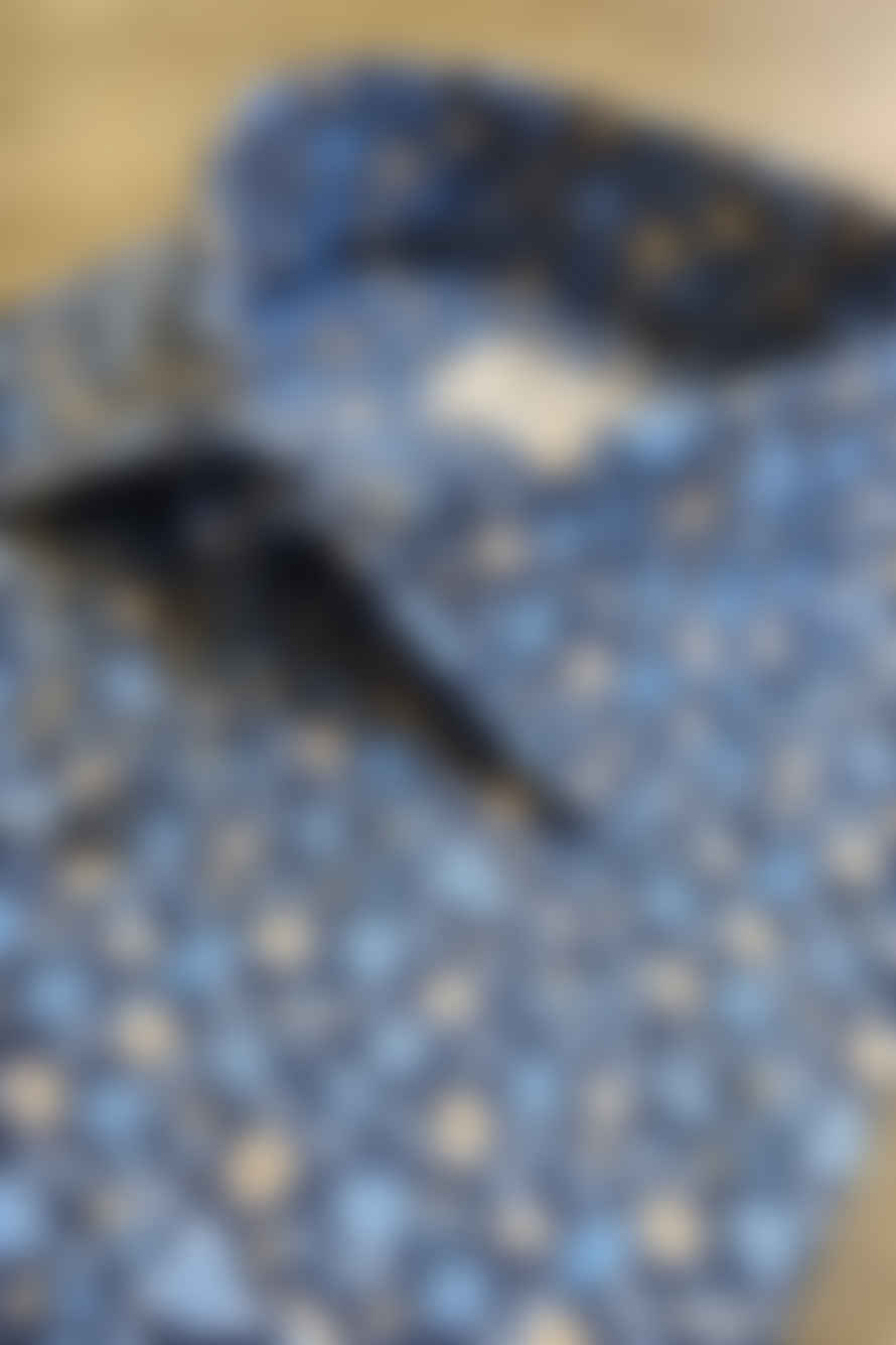 Stenstroms - Dark Blue Slimline Floral Patterned Shirt 7127518796