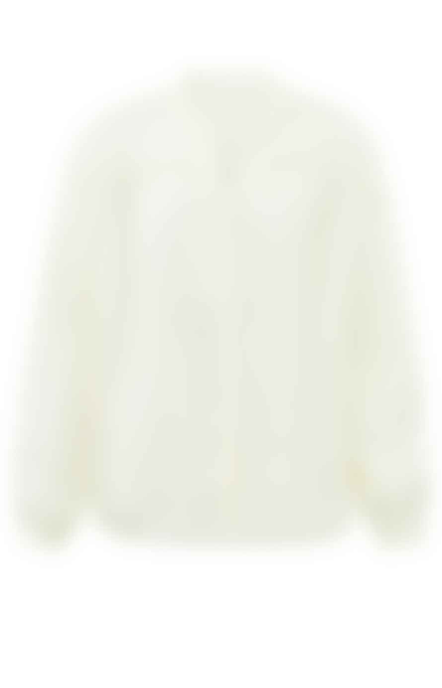 Yaya Supple Blouse With V-neck, Long Sleeves And Pleated Details | Ivory White