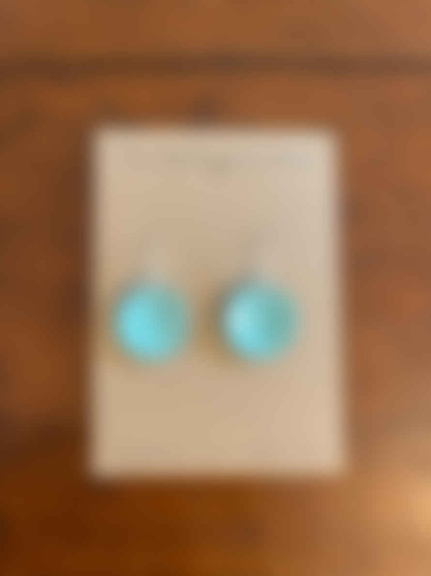 THE BELLEVUE ATTIC Domed Enamel Sixpence Earrings | Light Turquoise