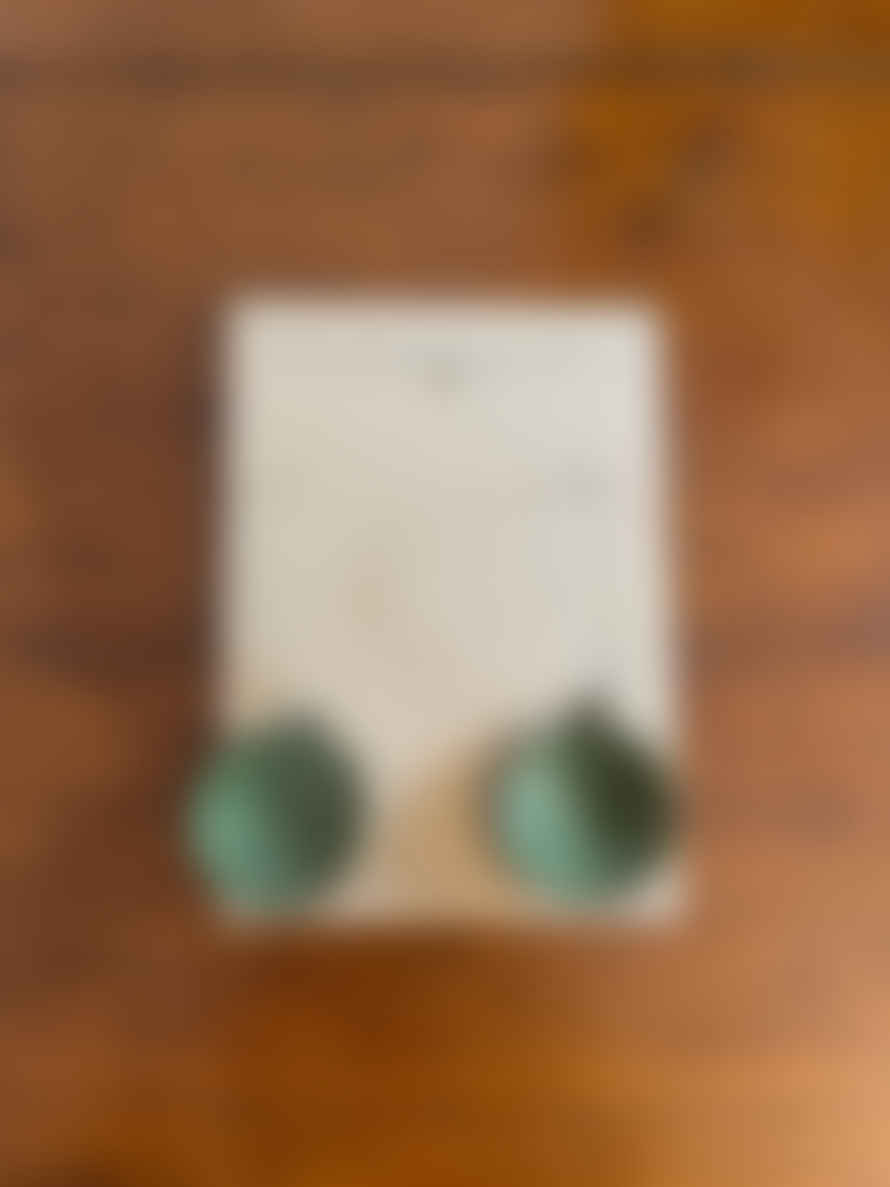 THE BELLEVUE ATTIC Domed Enamel Half Penny Earrings | Khaki Green