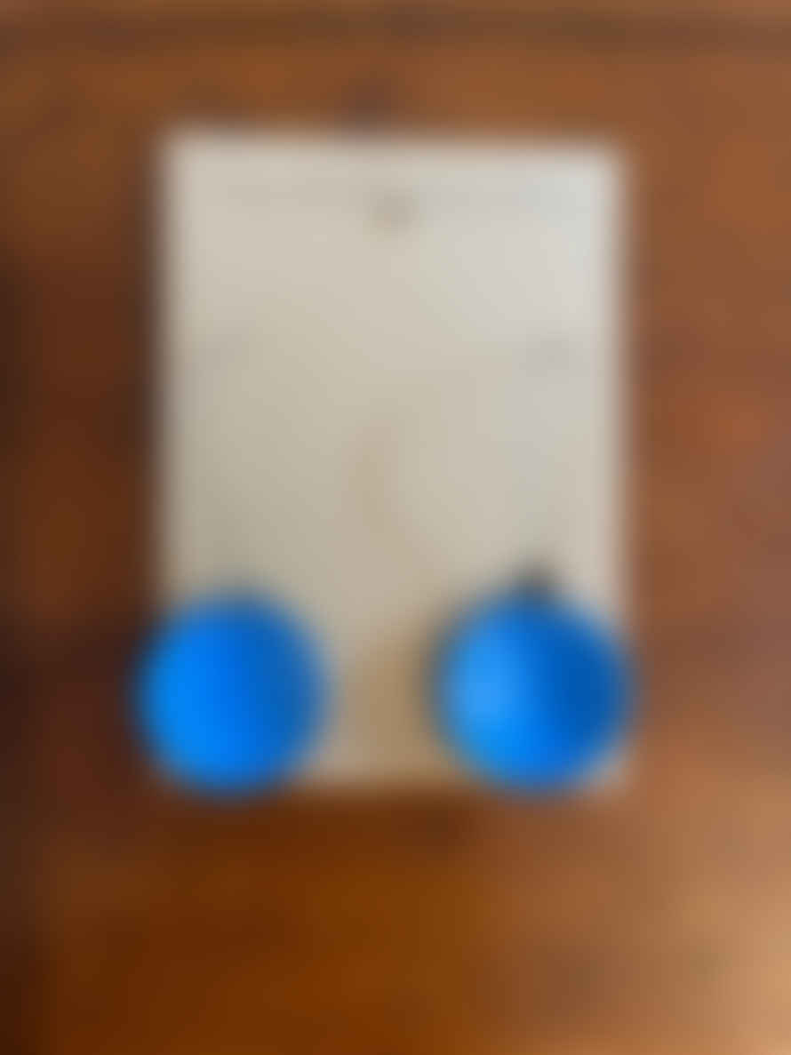 THE BELLEVUE ATTIC Domed Enamel Half Penny Earrings | Warm Blue