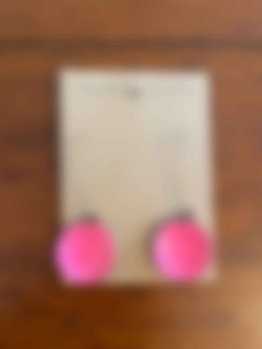 THE BELLEVUE ATTIC Domed Enamel Half Penny Earrings | Pink