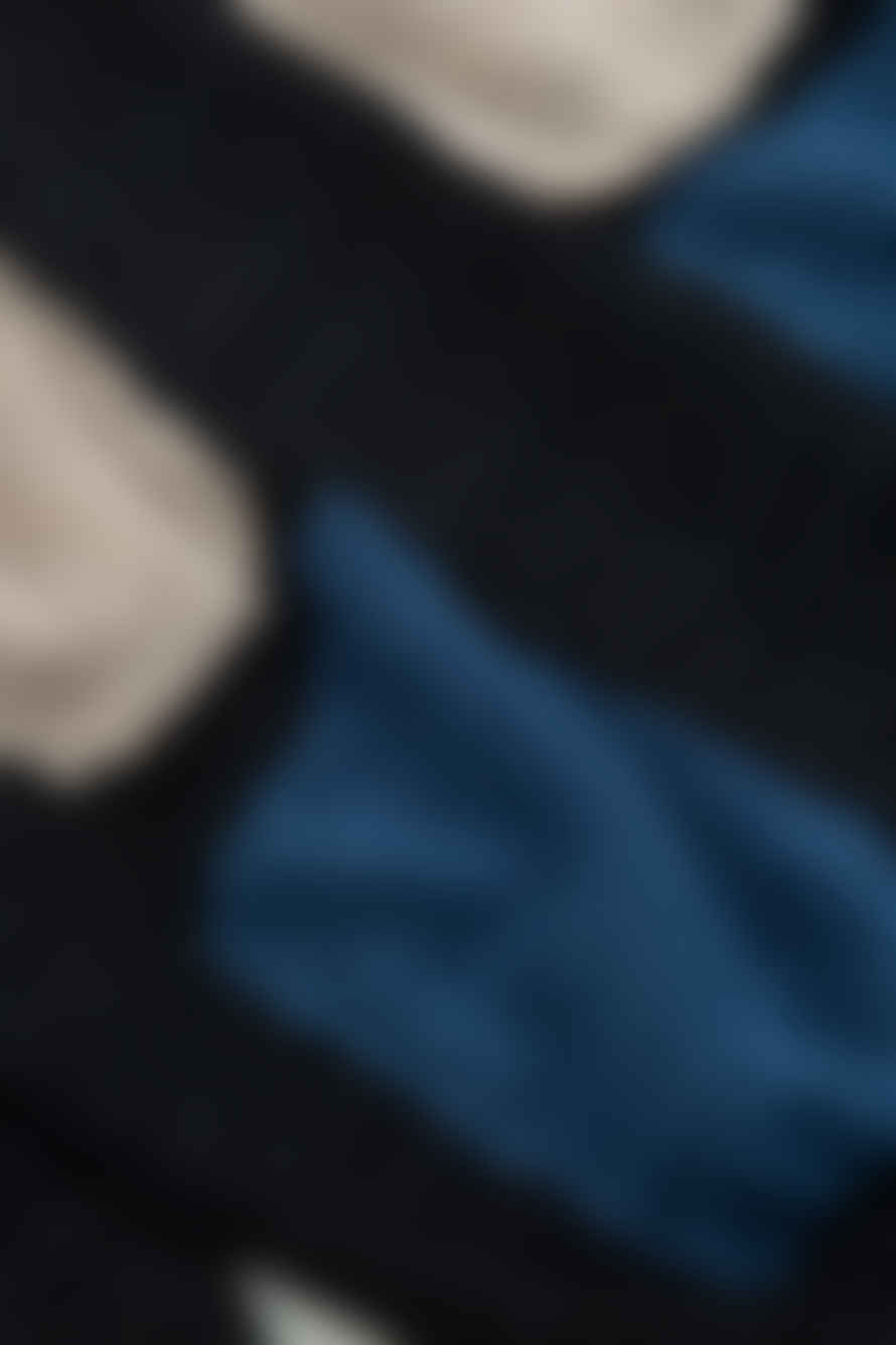 Cristaseya Washi Paper Boatneck Sweater Black/beige/blue Patchwork