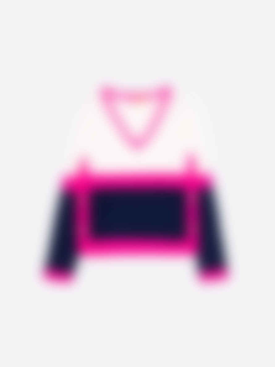 Vilagallo Knitwear Sweater Colour Block Ecru,navy & Pink