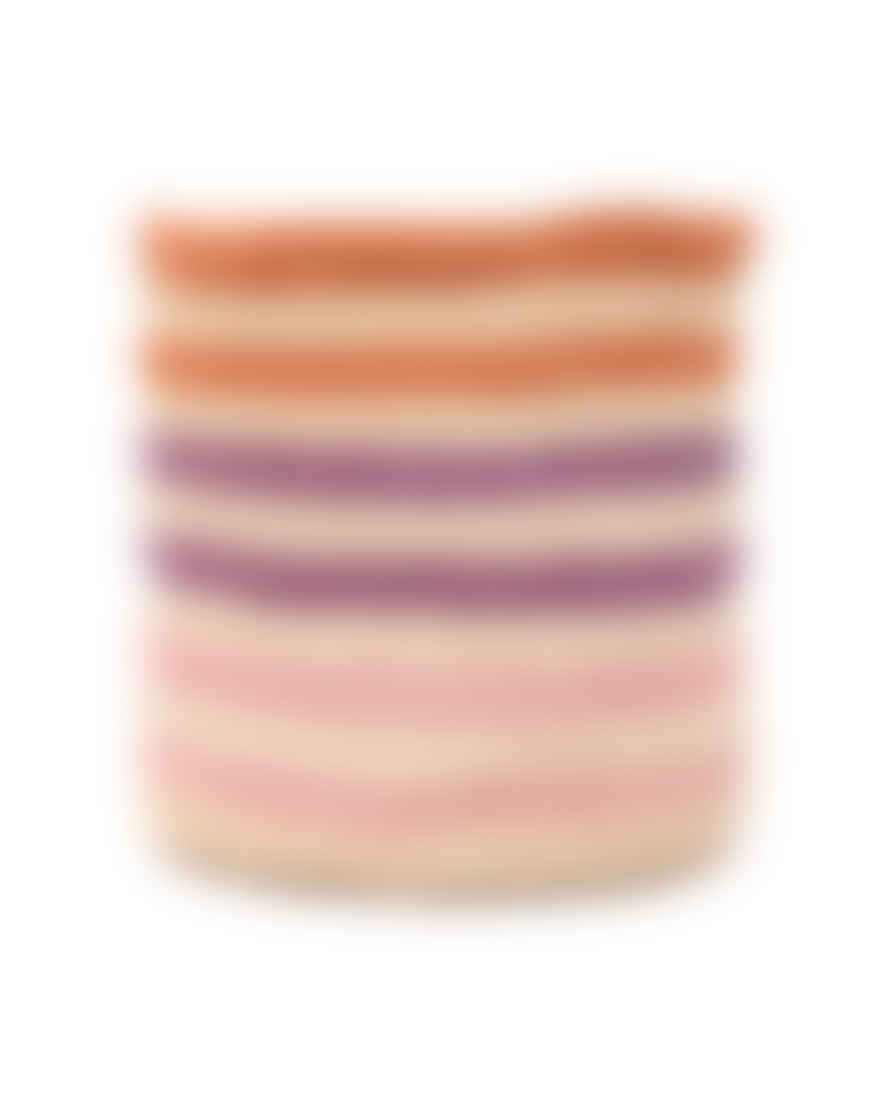 The Basket Room Safiri: Orange, Pink & Purple Stripe Woven Storage Basket: M / Orange / Striped