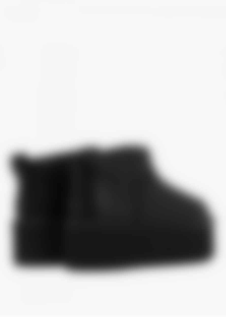 UGG Womens Classic Platform Ultra Mini Boot In Black Leather