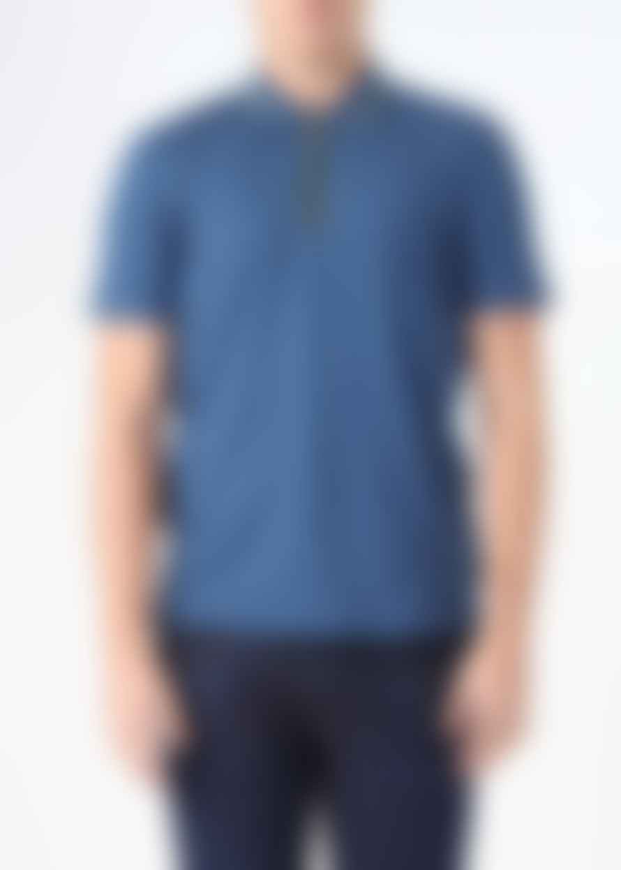 Paul Smith Mens Regular Short Sleeve Zip Polo Shirt In Blue