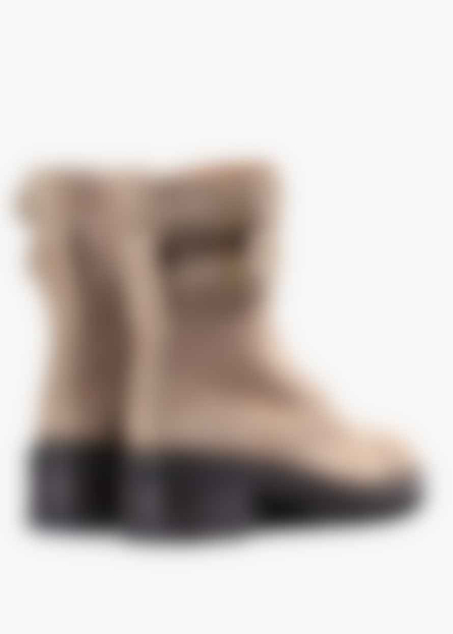 See by Chloe Womens Mallory Buckled Biker Boot In Beige