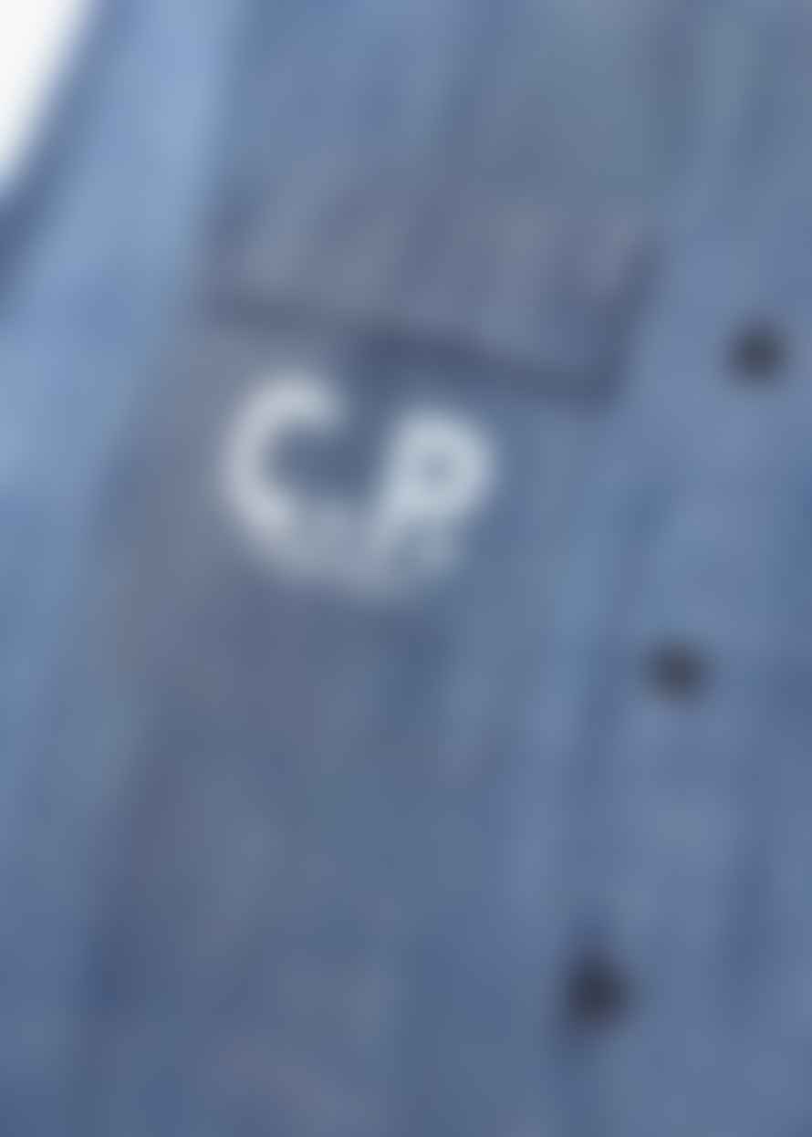 C.P. Company Mens Chambray Long Sleeved Logo Shirt In Stone Bleach