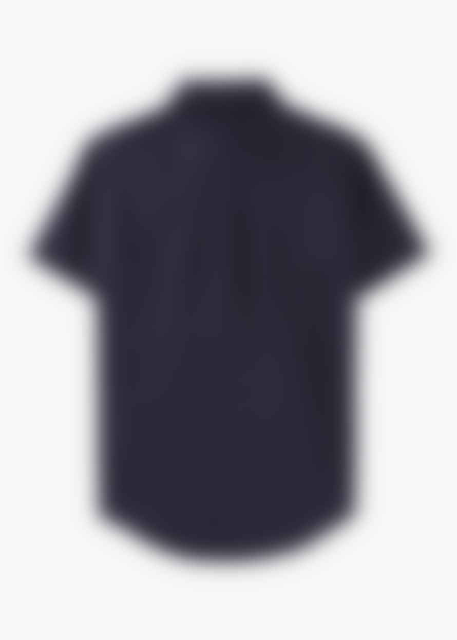 Les Deux Mens Kris Linen Short Sleeve Shirt In Dark Navy