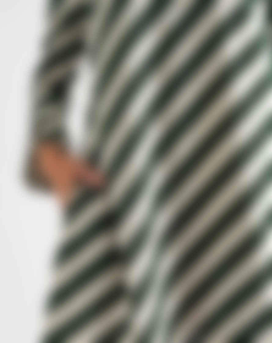 Louche London Louche - Megann Pleat Cuff Mini Dress - Green Diagonal Lines