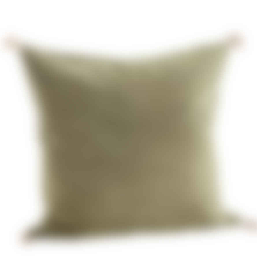 Madam Stoltz Washed Cotton Cushion Cover -Olive