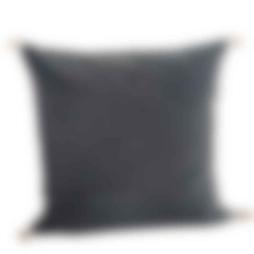 Madam Stoltz Washed Cotton Cushion Cover - Anthracite