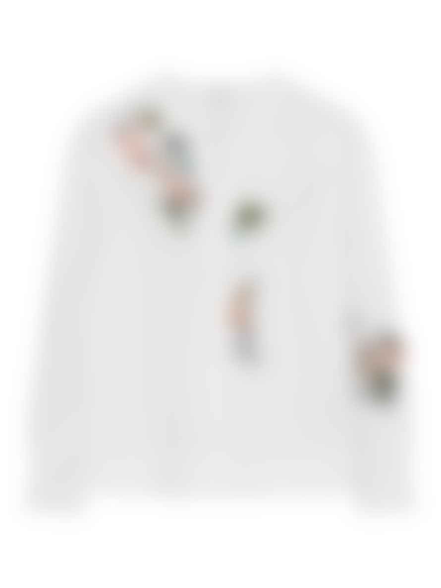 Gustav Naja Shirt In White With Neon Embroidery