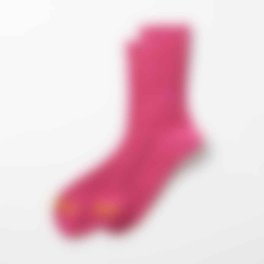 RoToTo Chunky Rib Crew Socks - Dark Pink