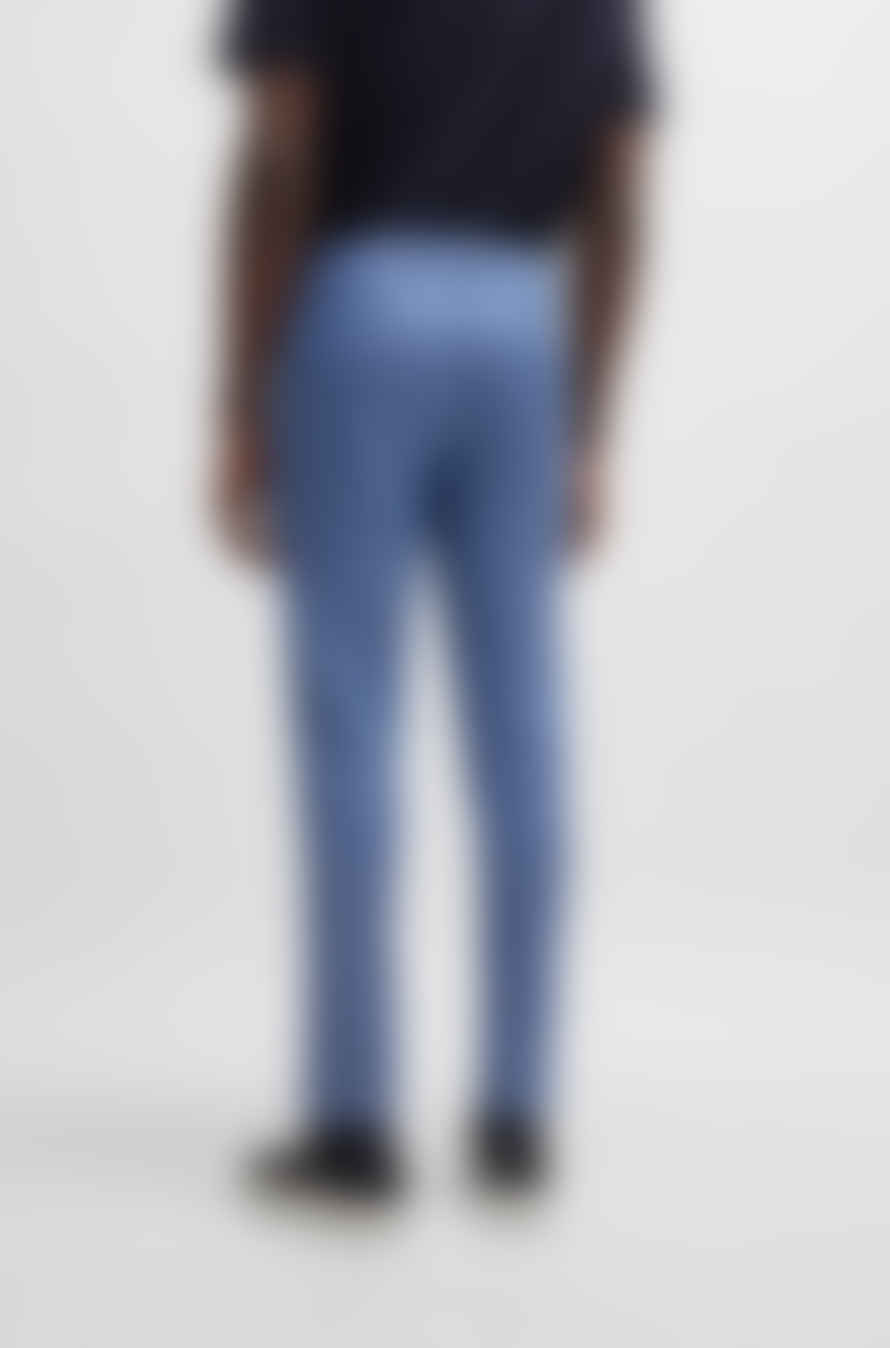 Hugo Boss C-genius-242 Medium Blue Slim Fit Trousers In Linen Blend 50515102 423