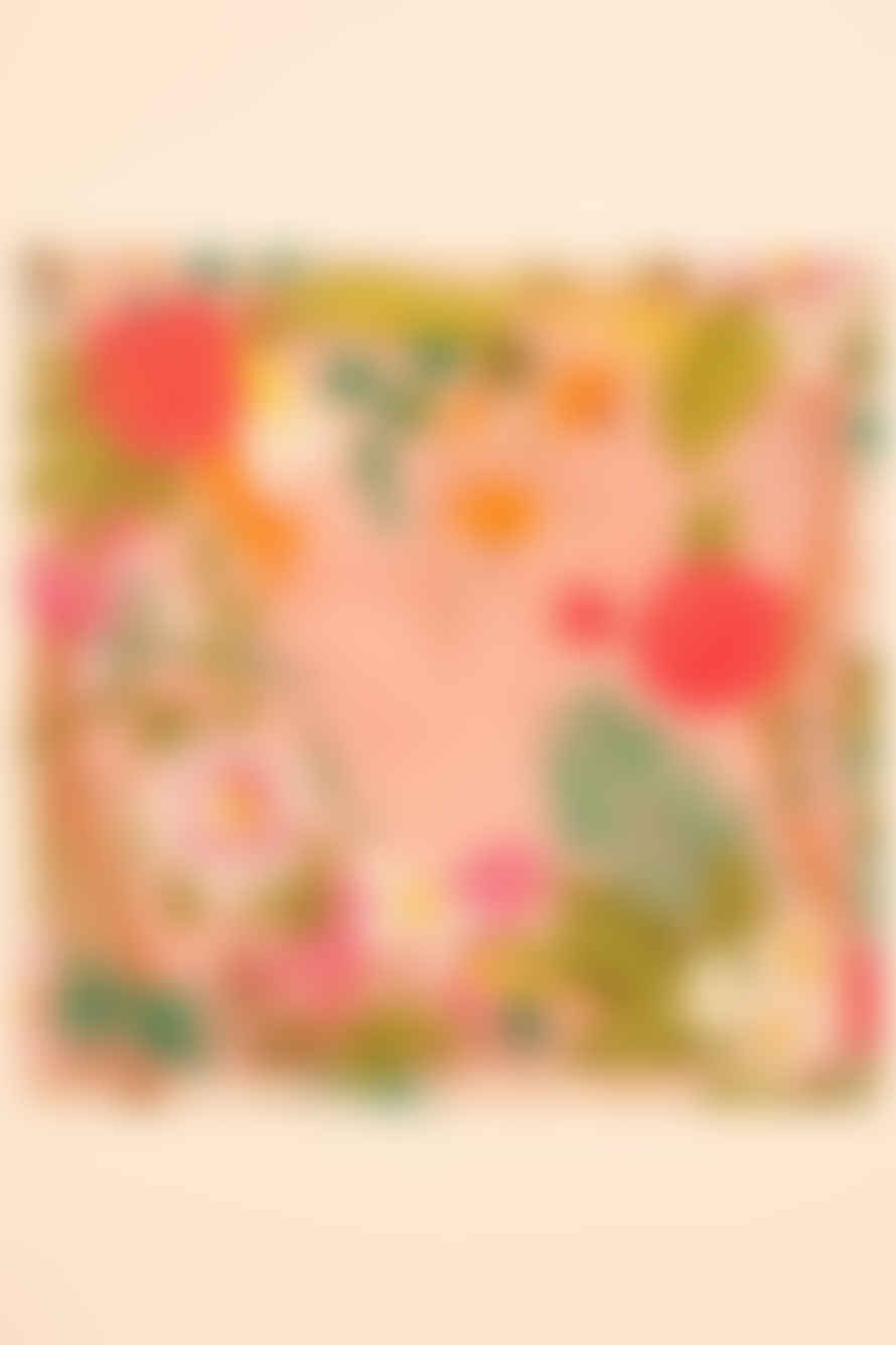 Powder Tropical Floral And Fauna In Petal Silk Square