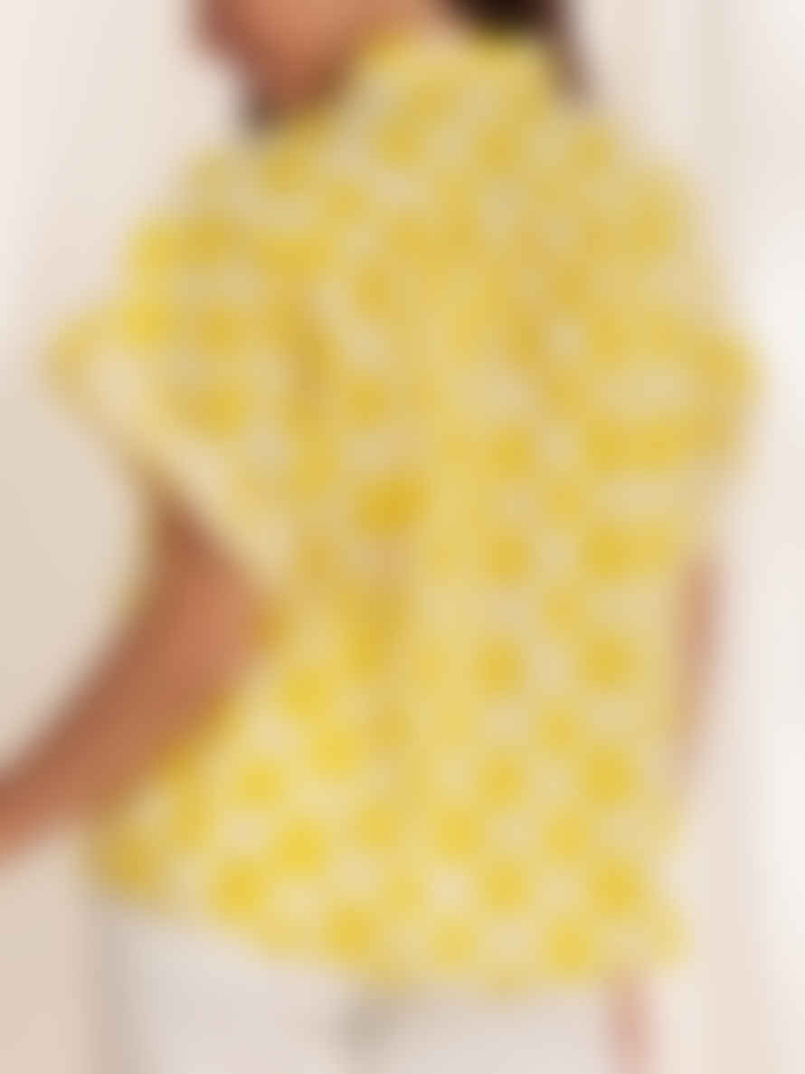 Mat De Misaine Lemon Yellow Ginkgo Leaf Print Shirt Cousteau
