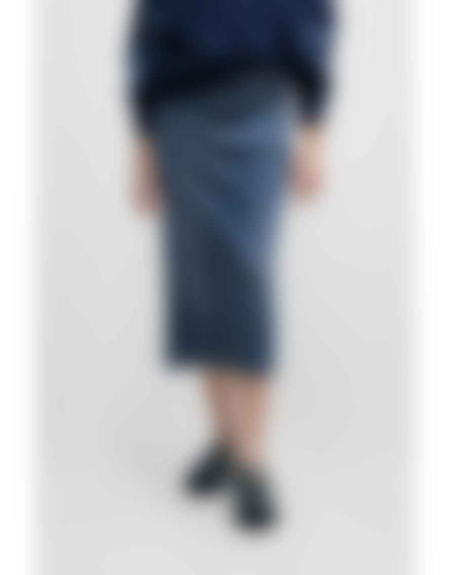 Boss Boss Denim Midi Skirt With Front Slit Col: 469 Dark Blue, Size: 27