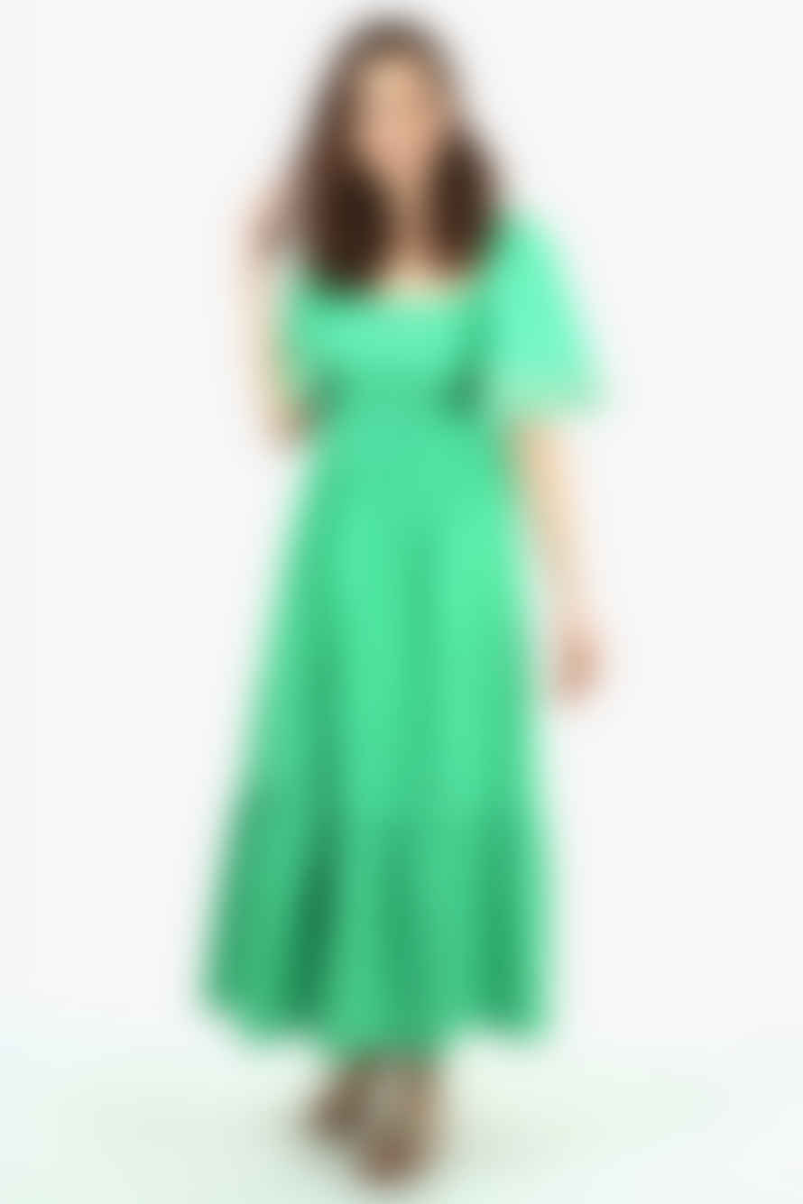 MSH Cotton Maxi Dress With Shirred Bodice - Green